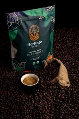 Heritage Kaffé, Robusta Whole Bean, Espresso Dark Roast, Organic, Kosher 12oz