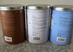 Coffee Bean Latte Drink Powder Trio White Chocolate,Vanilla,Hazelnut 22oz. Tins