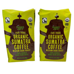2 Packs Trader Joe’s Organic Fair Trade Sumatra Whole Bean Coffee 13oz Each Pack