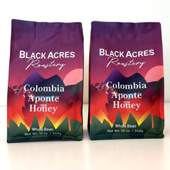 2 Packs Black Acres Roasters Colombia Aponte Honey Whole Bean Coffee 12oz