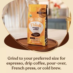 2-PC Think Organic Coffee W Lion’s Mane & Chaga Mushrooms Whole Dark Roast 12 oz