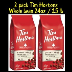 2 Tim Hortons Whole Bean Medium Roast with 100% Arabica Canada’s Favorite Coffee