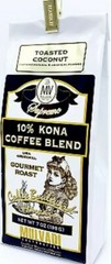 3 PACK- Mulvadi 10% Kona Blend Coffee TOASTED COCONUT – 7oz Medium Dark GROUND