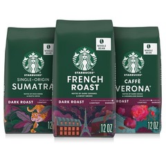 Starbucks Whole Coffee Beans Dark Roast Variety Pack 3x12oz