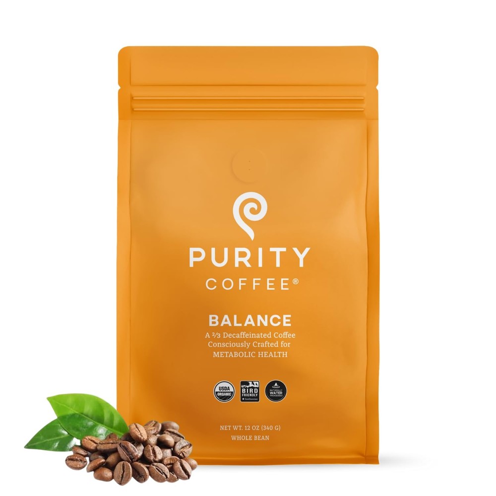 BALANCE 2/3 Decaf Medium Roast Whole Bean (12oz Bag) | Specialty-Grade USDA O…