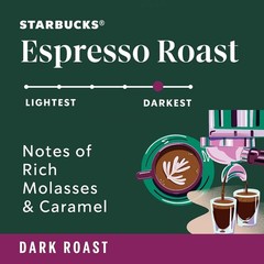 Starbucks Espresso Roast, Whole Coffee Beans, Dark Roast Hot or Iced Coffee 18oz