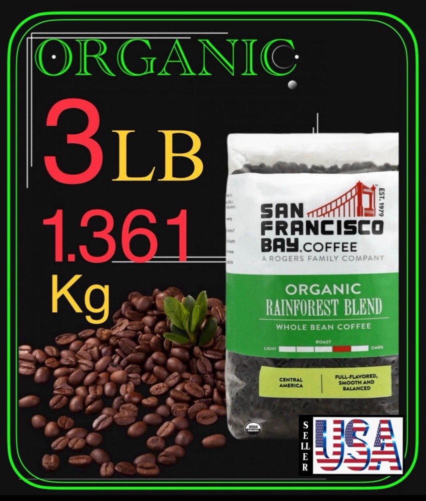 3 lbs, San Francisco Bay Organic Rainforest Blend Whole Bean Coffee, ( 1361 g )