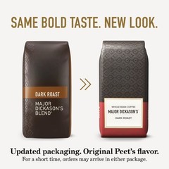 Major Dickason’s Blend Premium Dark Roast Whole Coffee Beans, Arabica, 18 oz