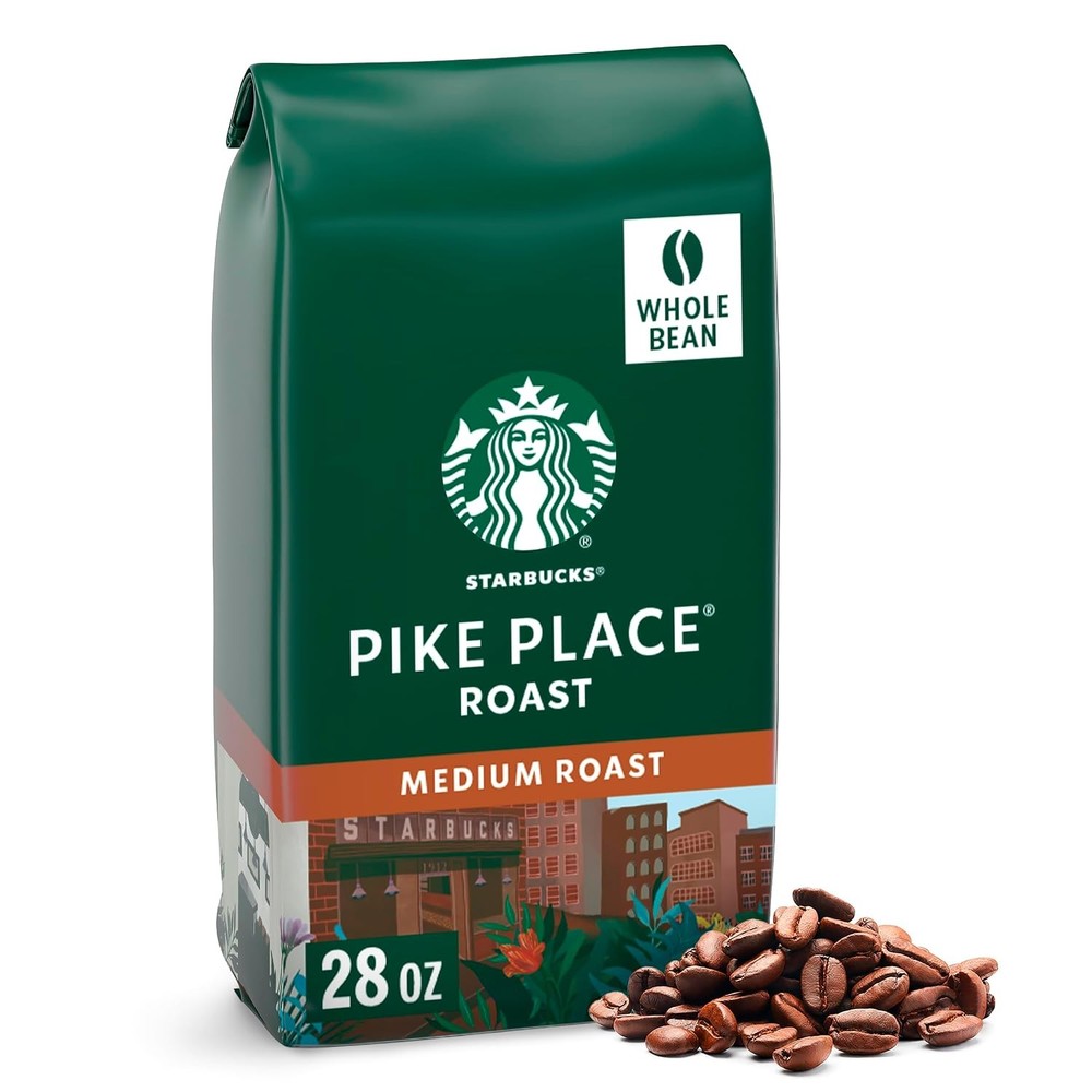 Starbucks Whole Bean Coffee Pike Place Roast, 28 oz Bag | 100% Arabica whole bea