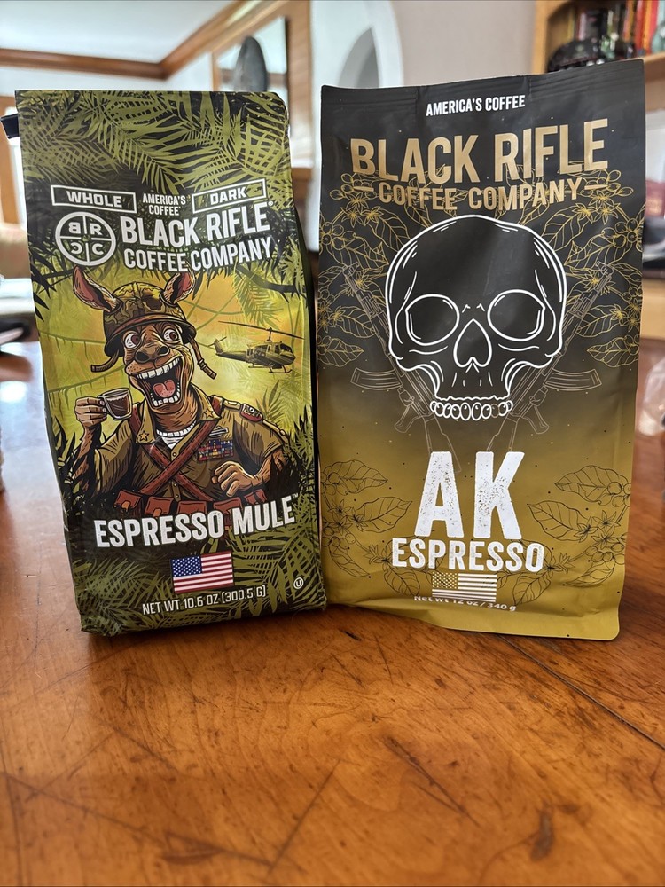 black rifle coffee Whole Bean Espresso Mule Dark Roast & Ak Espresso Medium Roa