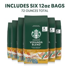 Whole Coffee Beans Blonde Roast Hot/Iced Coffee Veranda Blend Six 12 oz Bags​