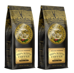 Royal Kona 100% Hawaiian Kona Coffee, Whole Bean, Medium Roast, 2-Pack