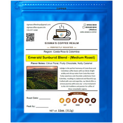 Emerald Sunburst Blend (Costa Rica & Colombia) – (Medium Roast) 312g, 11oz Bag