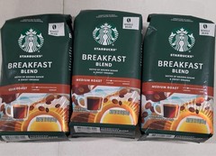 Starbucks Whole Bean Med Roast Coffee Breakfast Blend 3/12oz Bags SEE DESCRIPTIO
