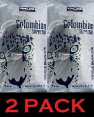 Kirkland Signature COLOMBIAN SUPREMO WHOLE BEAN Medium Roast Coffee 3 Lb 2 PACK