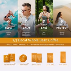 Purity Coffee BALANCE 2/3 Decaf Medium Roast Whole Bean 12oz Bag | SpecialtyG…