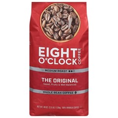 Eight O’Clock Original Ground & Whole Bean, Medium Roast Coffee, 40oz/38oz.