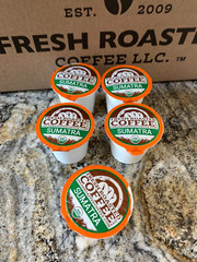 5 Fresh Roasted Coffee LLC Organic SUMATRA K Cups PODS Artisan Medium Roast Suma