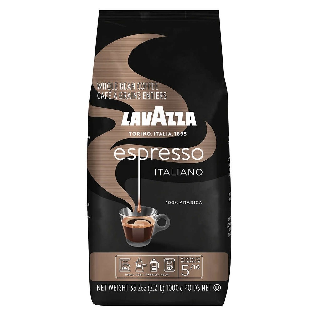 LavAzza Caffe Espresso 100% Premium Arabica Coffee, Whole Bean, 2.2 Pounds