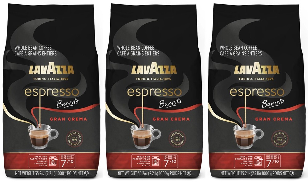 3 PACK – Lavazza Espresso Barista Gran Crema Whole Bean Coffee 2.2 Lbs Bag