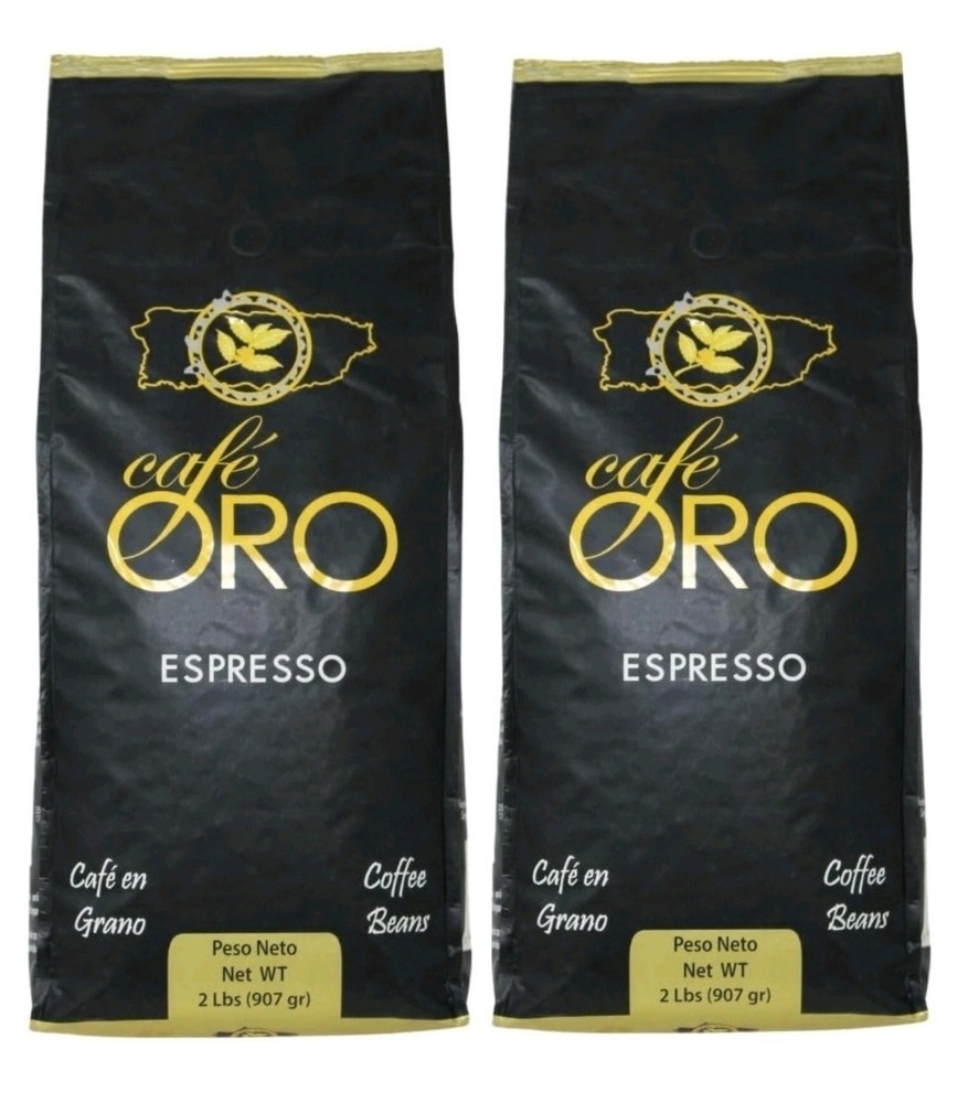 2x Cafe Oro Coffee Beans 100% Puerto Rican Coffee 2 LB. Bag Free Fast Shipping!