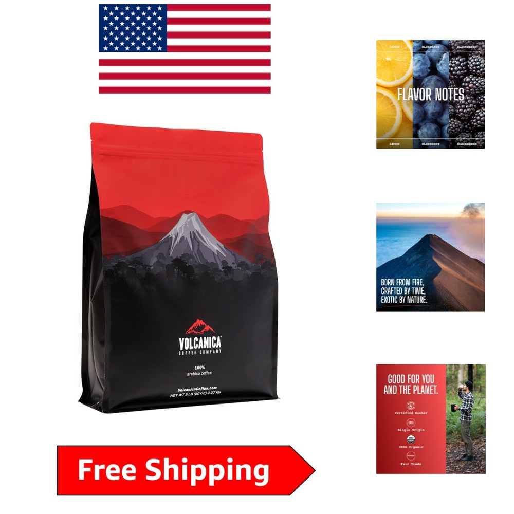 USDA Organic Ethiopian Coffee – Yirgacheffe Whole Bean, Fresh Roasted 5 lbs