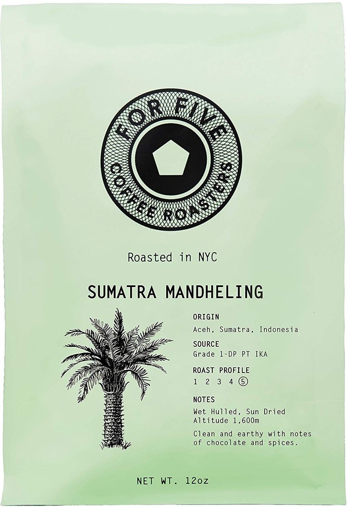 For Five Coffee Roasters – Roasted In NYC – Sumatra Mandheling, Whole Bean 12oz