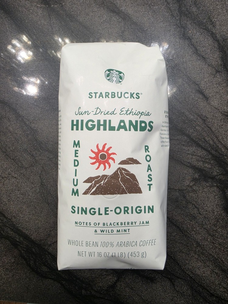 2026 Starbucks Sun Dried Ethiopia Highlands Roast Whole Bean Coffee 1lb