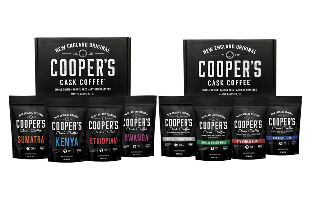 Bourbon Barrel Aged Coffee Gift Set – 4oz Whole Bean & Ground Sampler