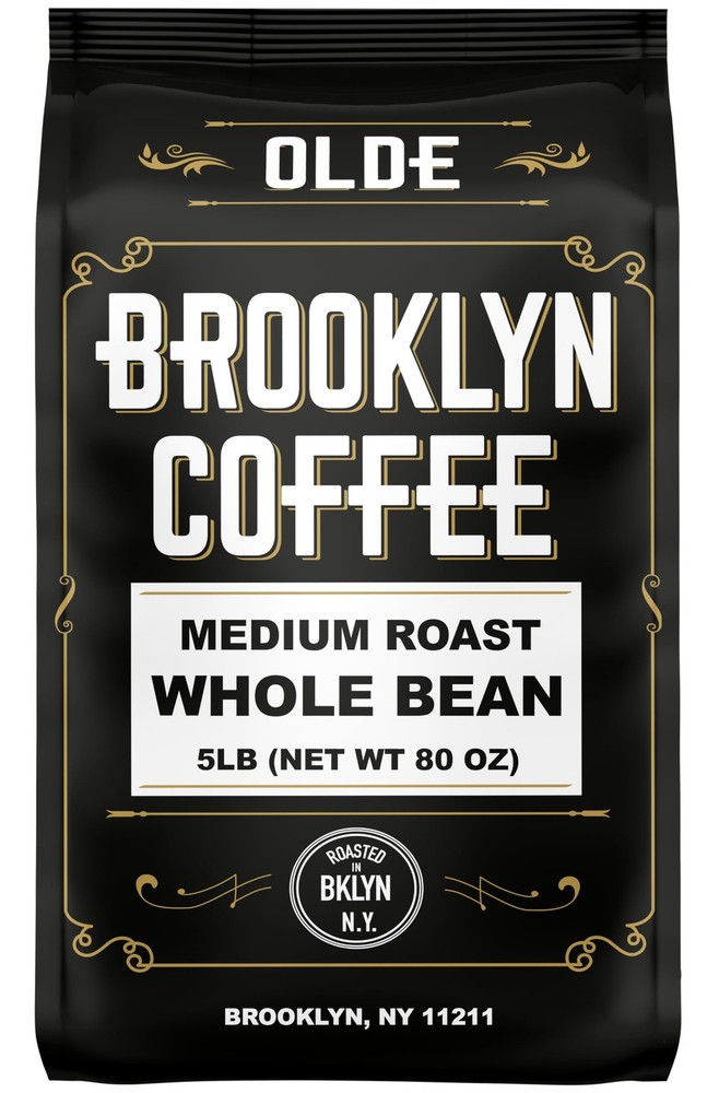 BROOKLYN COFFEE Whole Bean, Classic Medium Roast (5lb) 80 Ounce (Pack of 1)