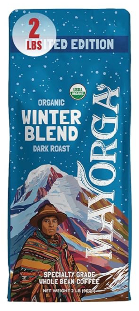 Mayorga Organic Winter Blend USDA Organic Dark Roast Whole Bean Coffee 2lb