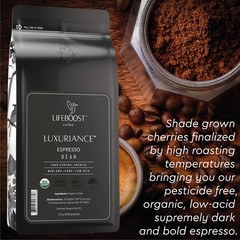 Lifeboost Organic Espresso Whole Bean Coffee – Low Acid 12 Ounce (Pack of 1)