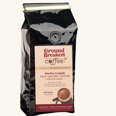 GroundBreakers Coffee Mocha Grande Medium Roast Whole Bean Specialty Grade 12 oz