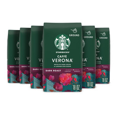 Starbucks Caffè Verona, Ground Coffee, Dark Roast Hot or Iced Coffee, (6 pack)