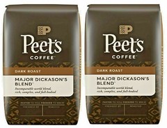 2 Packs Peet’s Coffee Major Dickason’s Blend Deep Roast Whole Bean 32 oz Each