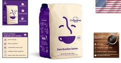 Indulge in Dark Brazilian Santos Whole Bean Coffee – Rich Flavor, 5 lb Bag