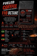 FUELED BY COFFEE 110 Octane High-Performance Espresso Blend 8oz Bag Whole Bean