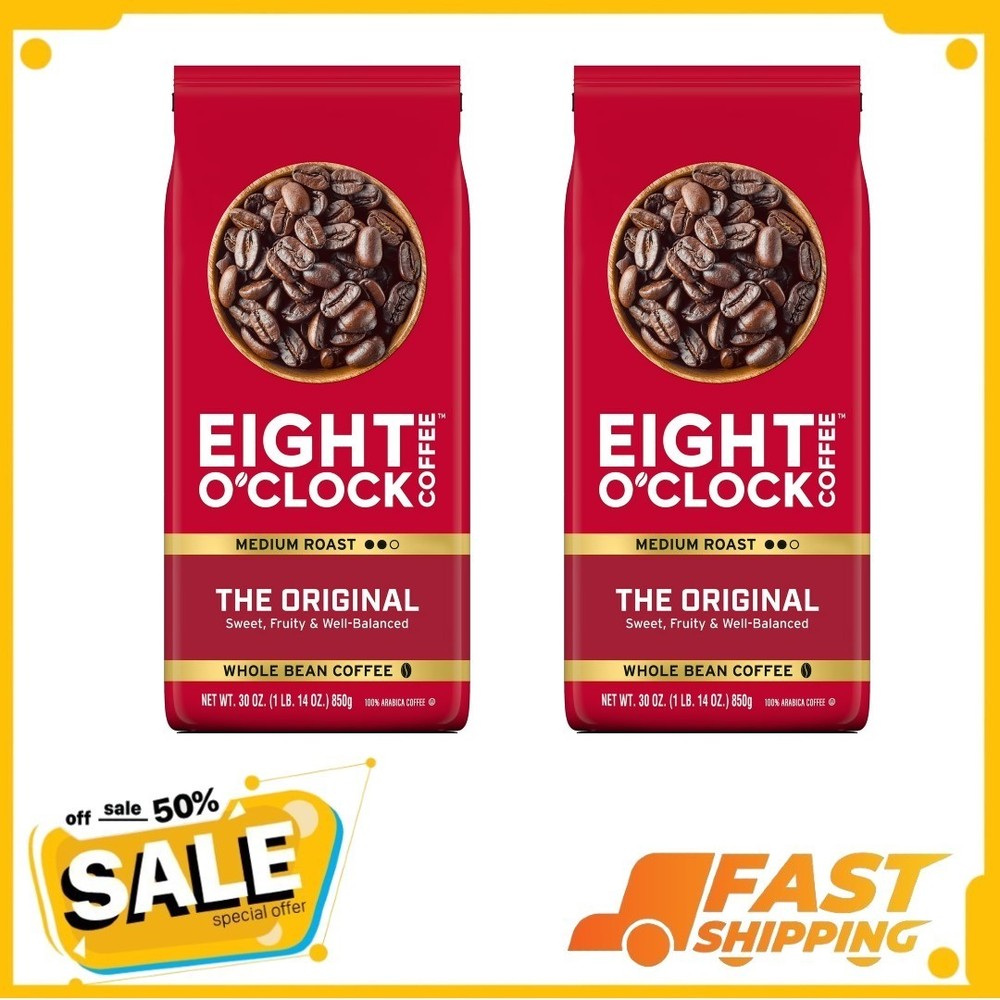 ( 2 Pack ) Eight O’Clock The Original, Medium Roast, Whole Bean Coffee 30oz