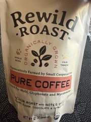 Rewild Roast Pure Coffee Whole Bean Medium Roast Organic Fair Trade 12 oz