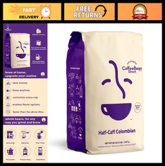 Half-Caff Colombian Whole Bean Coffee – Arabica Light Roast, 5lb Bag, Fresh Brew