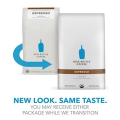 Blue Bottle Whole Bean Organic Coffee, Espresso, Dark Roast, 12 Ounce bag (Pa…