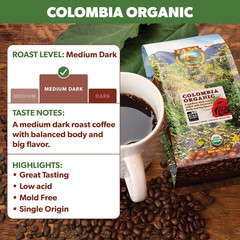 Low Acid Organic Coffee – Whole Bean, Mold-Free & Stomach Friendly by , Colombia