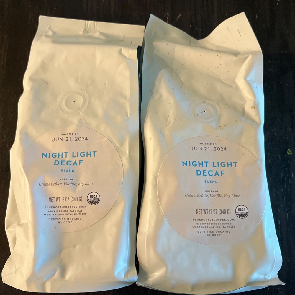 1 Pack Only – Blue Bottle Coffee Night Light Decaf Organic Whole Bean 12 Oz