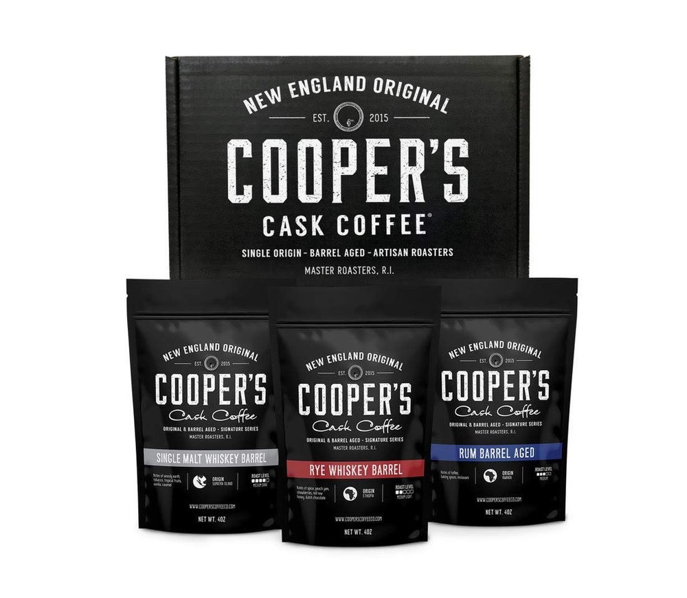 3-Bag Bourbon Barrel Aged Whole Bean Coffee Set Sumatra Ethiopian Rwanda