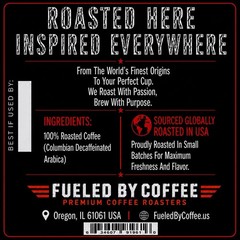 FUELED BY COFFEE E0 DECAF High-Performance Columbian Coffee 8oz Bag Whole Bean