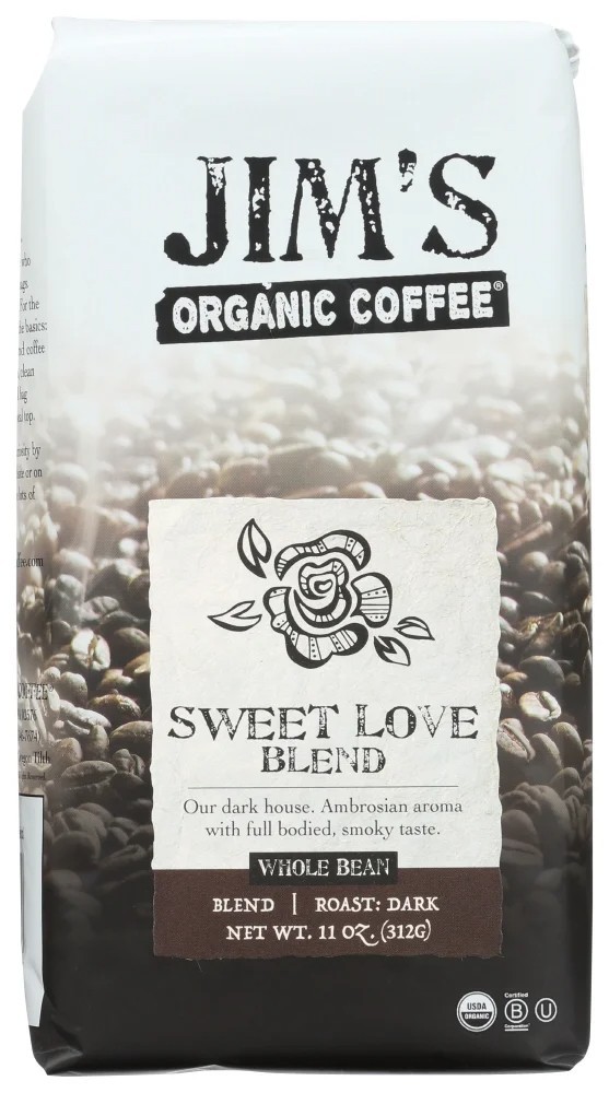 2Bags Jim’s Organic Coffee Whole Beans 11oz Sweet Love Blend Best By 5/14/2025