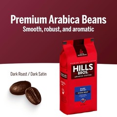 Hills Bros. Dark Satin Whole Bean Coffee – Rich and Bold Premium Arabica Coffee