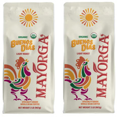 Mayorga Buenos Días, USDA Organic, Light Roast, Whole Bean Coffee, 2lb, 2-pack