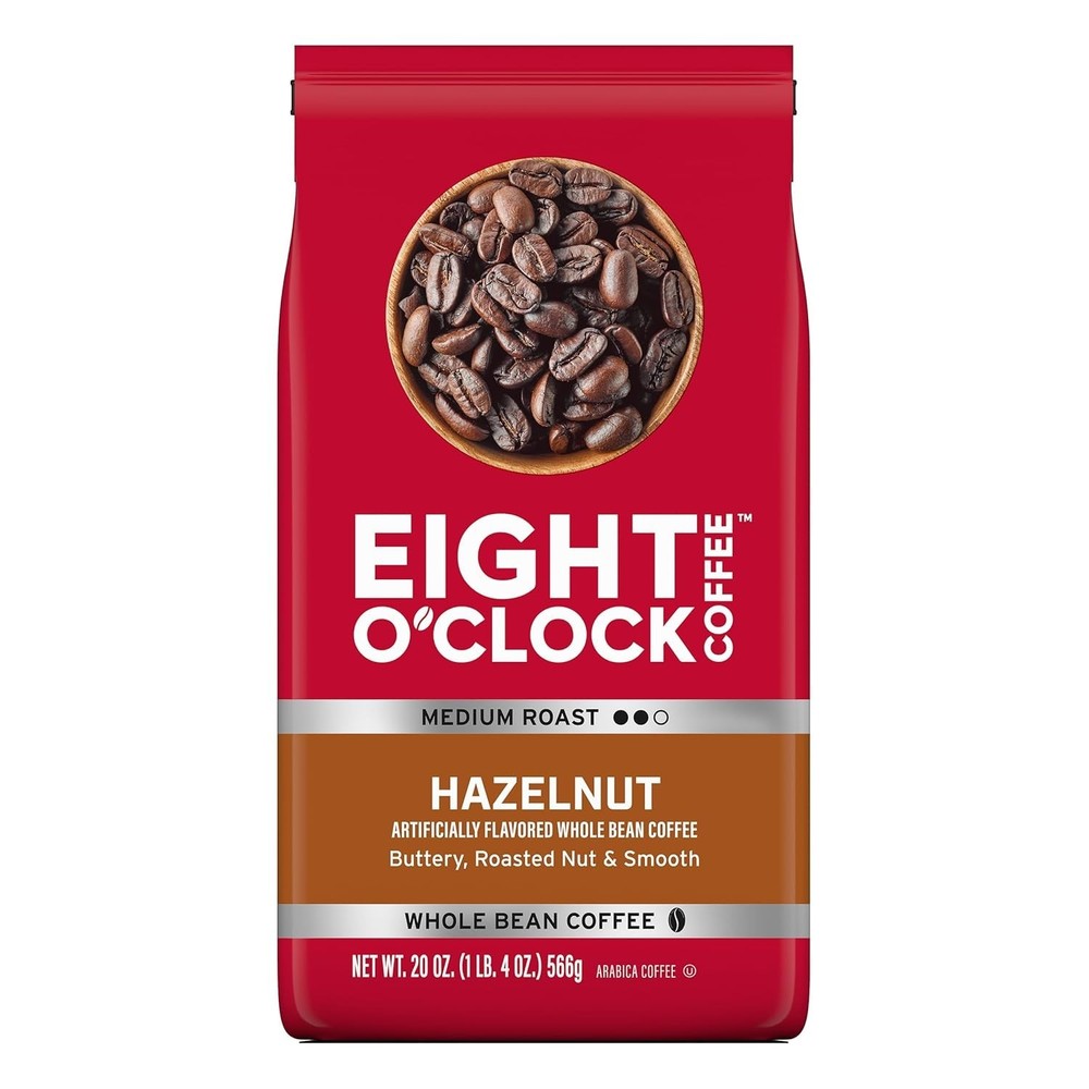 Eight O’Clock Coffee Hazelnut Whole Bean Coffee, Medium Roast, 20 Ounc.