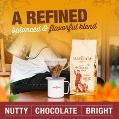 Mayorga Organic Coffee 2lb Artesano Blend Medium Roast Whole Bean Coffee Spe…